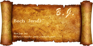 Bech Jenő névjegykártya